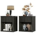 thumbnail image 1 of SICOTAS Fluted Nightstands for Bedroom Set of 2, Farmhouse Bedside Tables with Drawer & Open Shelf,  Wood End Table for Living Room in Black, 1 of 9