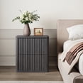 thumbnail image 1 of SICOTAS Fluted 2 Drawer Nightstand, 22.75" W Small Modern Bedside Table with Large Handless Drawers, Curved Edge Design, Wooden End Table for Bedroom, Living Room, Black Alder, 1 of 7