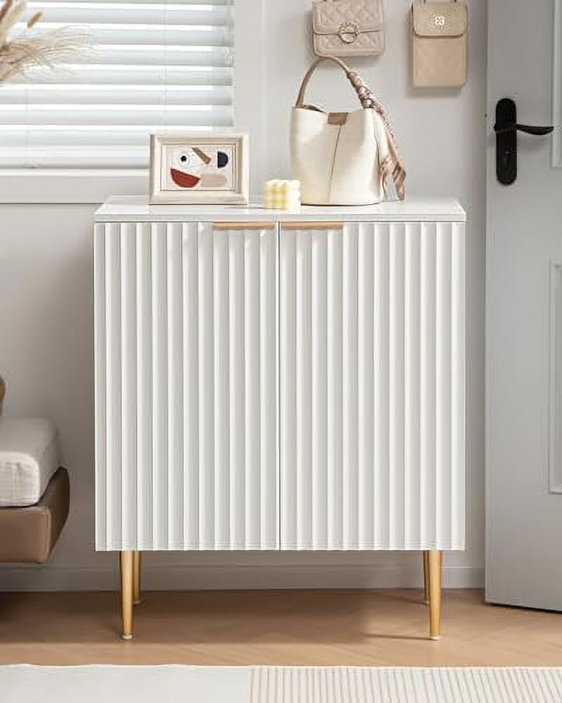 SICOTAS Fluted White Storage Wood Sideboard Buffet
