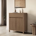thumbnail image 1 of SICOTAS 29.1"W Mid Century Modern Sideboard Buffet Cabinet with Drawers & Fluted Doors, Small Farmhouse Credenza with Adjustable Shelves Modular Storage Cabinets for Dining Room, Living Room, Walnut, 1 of 8