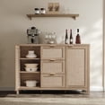 thumbnail image 1 of SICOTAS 52" W Large Rattan Sideboard Buffet Cabinet with 3 Drawers and 2 Doors, Boho Long Credenza Cabinet for Dining Room, Coffee Bar Table with Storage for Living Room, Entryway, Light Oak, 1 of 8