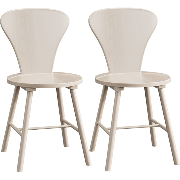 SICOTAS Mid-Century Modern Dining Chair Set of 2- 17" Wide Chairs with Large Load Capacity Space-Saving Vanity or Study Chair for Dining Room Living Room Kitchen,White Alder