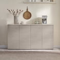 thumbnail image 1 of SICOTAS Fluted Kitchen Storage Cabinet Set of 2, 62" Modern Coffee Bar Station with 4 Doors & Adjustable Shelves, Side Cabinets for Dining Room, Living Room, Entryway in Light Grey, 1 of 8