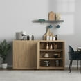 thumbnail image 1 of SICOTAS 34.2"  Tall Kitchen Cabinet Set of 2 with Push-to-Open Doors - Mid-Century Modern Buffet Credenza with Adjustable Shelves for Pantry Storage, Coffee Bar, Dining Room & Living Room, Oak Alder, 1 of 9