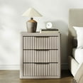 thumbnail image 1 of SICOTAS 23”W Farmhouse Nightstands with 3 Fluted Drawers & Black Handles, Wood Bedside Table for Bedroom, End Table for Living Room in Light Grey Alder, 1 of 9