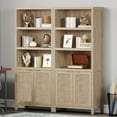 thumbnail image 1 of SICOTAS Rattan 5 Tier Bookcase Set, Natural 5 Shelf Library Bookcase for Home Office, 1 of 8