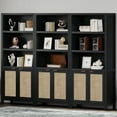 thumbnail image 1 of SICOTAS Rattan 5 Tier Bookshelf Set, Black 5-Shelf Library Bookcase, 1 of 8