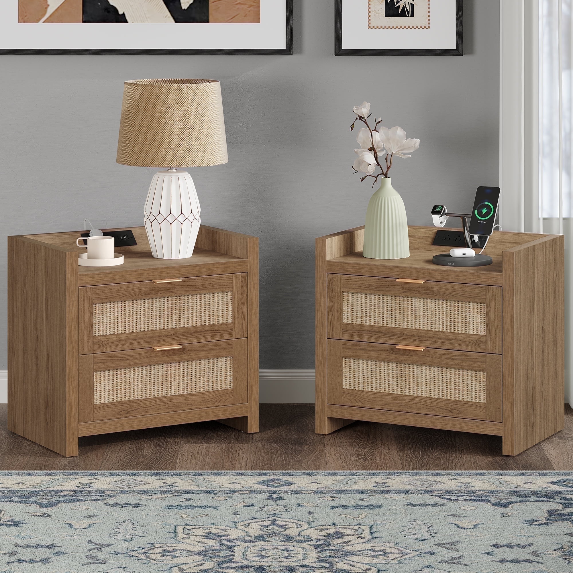 SICOTAS Boho Nightstands Set of 2 - guest room