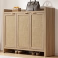 thumbnail image 1 of SICOTAS 7 Tier Shoe Storage Cabinet for Entryway, 30 Pairs Rattan Shoe Rack Cabinet with Doors & Adjustable Shelves, Boho Shoe Organizer Cabinet for Hallway, Light Oak, 1 of 10