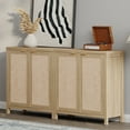 thumbnail image 1 of SICOTAS 34.3"W Rattan Sideboard Buffet Cabinet Set of 2, Kitchen Credenzas with 2 Doors & Adjustable Shelves, Console Table with Storage Cabinets for Living Dining Room, Light Oak, 1 of 10