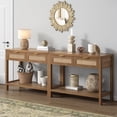 thumbnail image 1 of SICOTAS 39.4 Inch Wide Rattan Console Table Set of 2 with 2 Drawers & Shelf, Boho Entryway table with Large Storage Capacity for Entrance Way, Hallway, Living Room - Natural Oak, 1 of 8