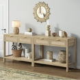thumbnail image 1 of SICOTAS 39.4 Inch Wide Rattan Console Table Set of 2 with 2 Drawers & Shelf, Boho Entryway table with Large Storage Capacity for Entrance Way, Hallway, Living Room - Light Oak, 1 of 9