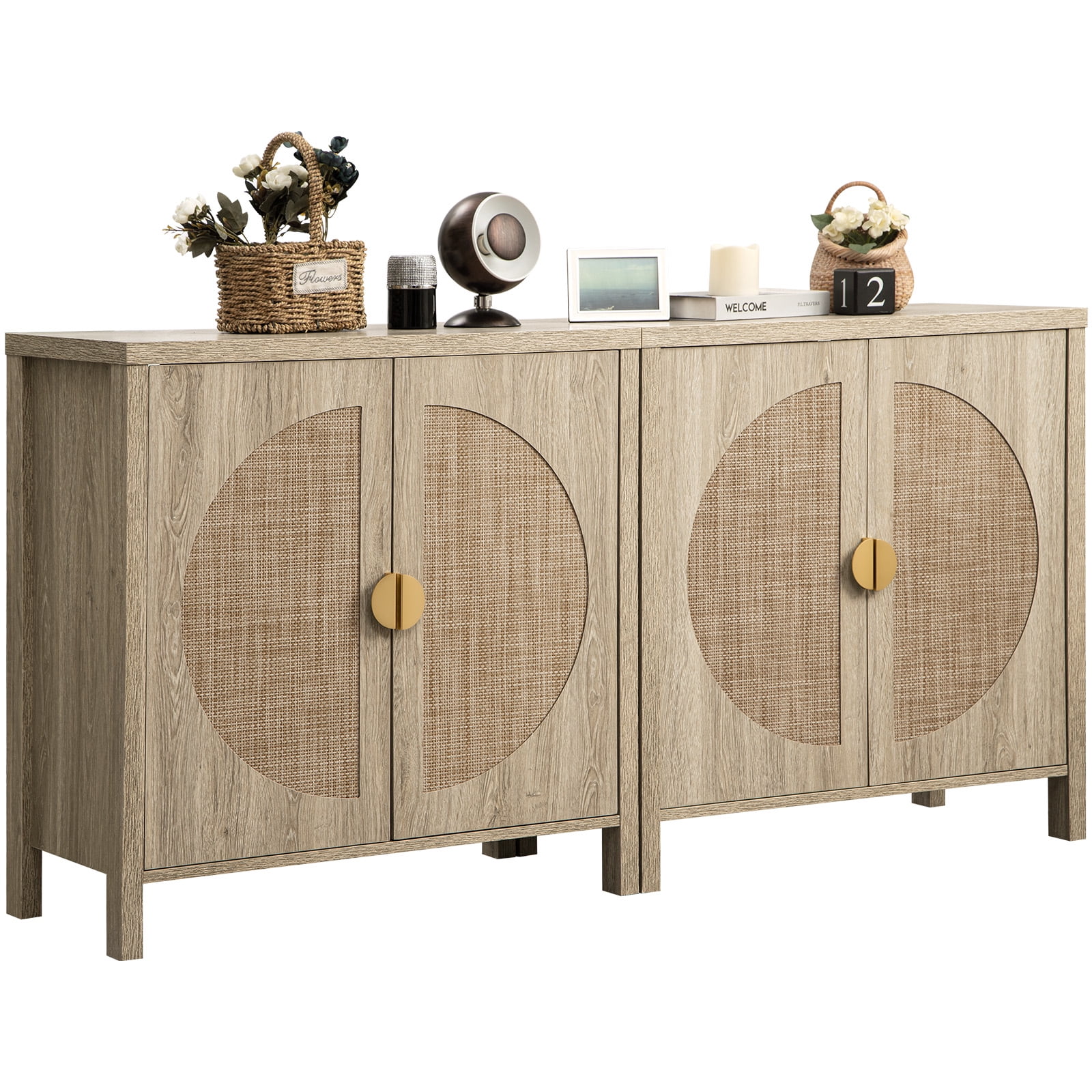 SICOTAS Set Of 2 Sideboard Buffet Cabinet With Doors, Cupboard Kitchen ...