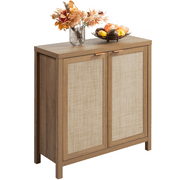 SICOTAS Sideboard Buffet Cabinet, Kitchen Cupboard Storage Cabinet with Rattan Doors and Shelves for Kitchen, Living Room, Home