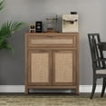 thumbnail image 1 of SICOTAS 30" Sideboards Buffets Cabinets with Drawer, Boho Rattan Kitchen Storage Cabinets with Adjustable Shelves, Coffee Bar Station in Oak, 1 of 8
