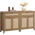 thumbnail image 1 of SICOTAS 30" Sideboards Buffets Cabinets with Drawer Set of 2, Boho Rattan Kitchen Storage Cabinets with Adjustable Shelves, Coffee Bar Station in Oak, 1 of 8