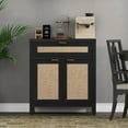 thumbnail image 1 of SICOTAS 30" Sideboards Buffets Cabinets with Drawer, Boho Rattan Kitchen Storage Cabinets with Adjustable Shelves, Coffee Bar Station in Black, 1 of 8