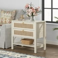 thumbnail image 1 of SICOTAS White Nightstand for Small Spaces, Rattan Night Stands with 2 Drawers and Storage Shelf , Boho Bedside Table End Table for Bedroom Living Room Hallway, 1 of 10