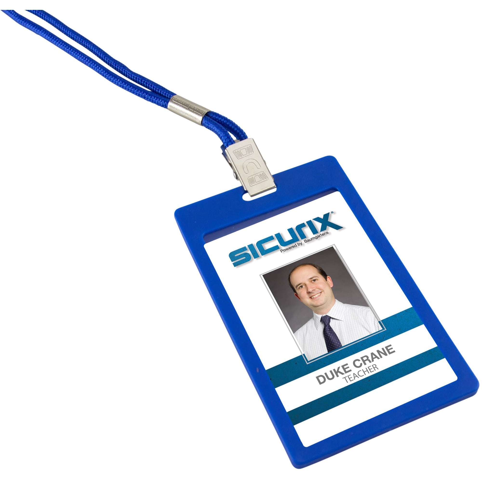 SICURIX Badge Holder - Vertical, Blue, 6 / Pack (Quantity)