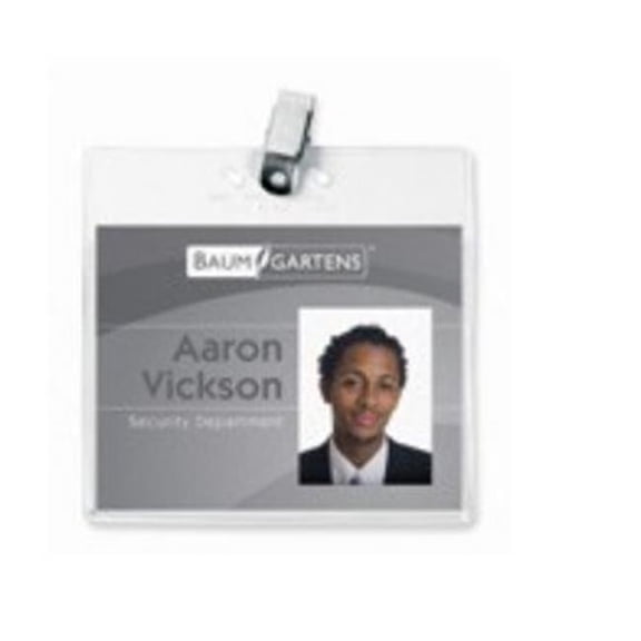 SICURIX Convention Size Badge Holders Horizontal 50 Pack CLEAR  Convention Size Badge Holders - Clear - Horizontal