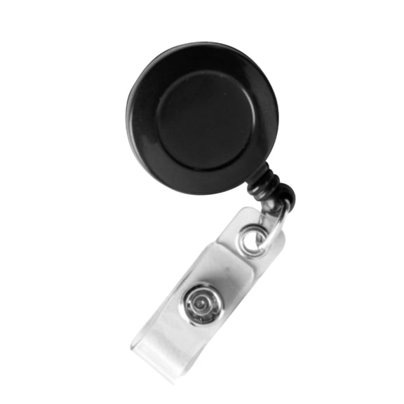 SICURIX ID Slide-Style Belt Clip Card Reels, 30" Extension, Black, 25/Pack, Plastic