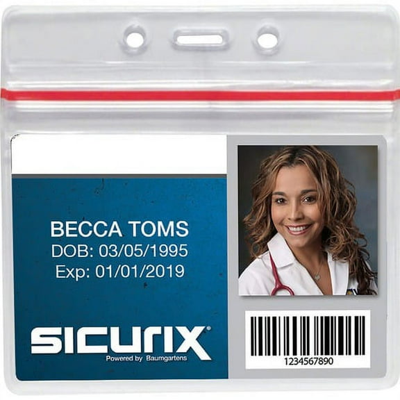 SICURIX Sealable ID Badge Holder - Support 3.75" x 2.62" Media - Horizontal - Vinyl - 50 / Pack - Clear | Bundle of 10 Packs
