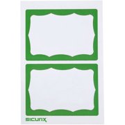 SICURIX Self-adhesive Visitor Badge - 3 1/2" x 2 1/4" Length - White, Green - 100 / Box - Self-adhesive, Removable, Easy Peel | Bundle of 10 Boxes