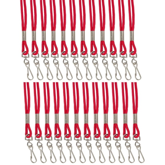 SICURIX Standard Lanyard Hook Rope Style, Red, Pack of 24