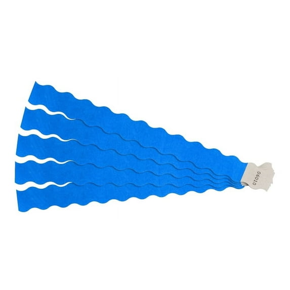 SICURIX, BAU85330, Wavy Wristbands with Adhesive, 100 / Pack, Blue