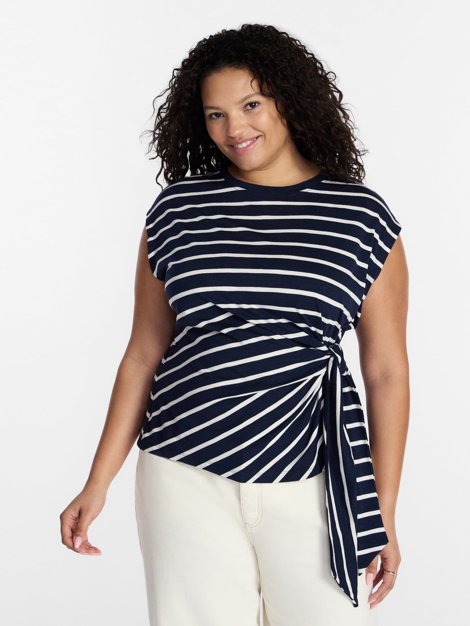 Terra & Sky Women’s Plus Side Tie Dolman Tee, Size 0X-5X