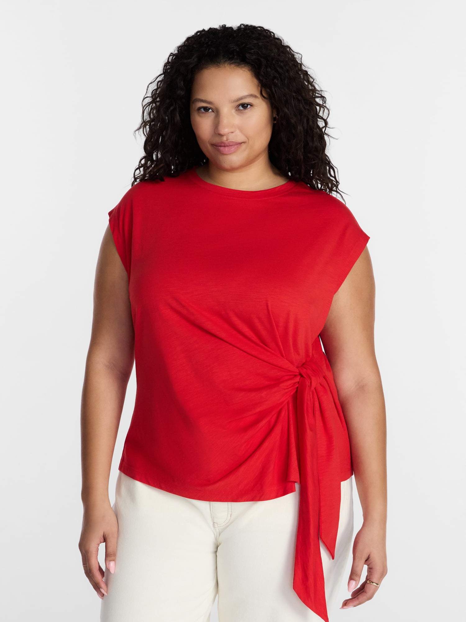Terra & Sky Women’s Plus Side Tie Dolman Tee, Size 0X-5X