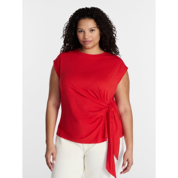 Terra & Sky Women’s Plus Side Tie Dolman Tee, Size 0X-5X