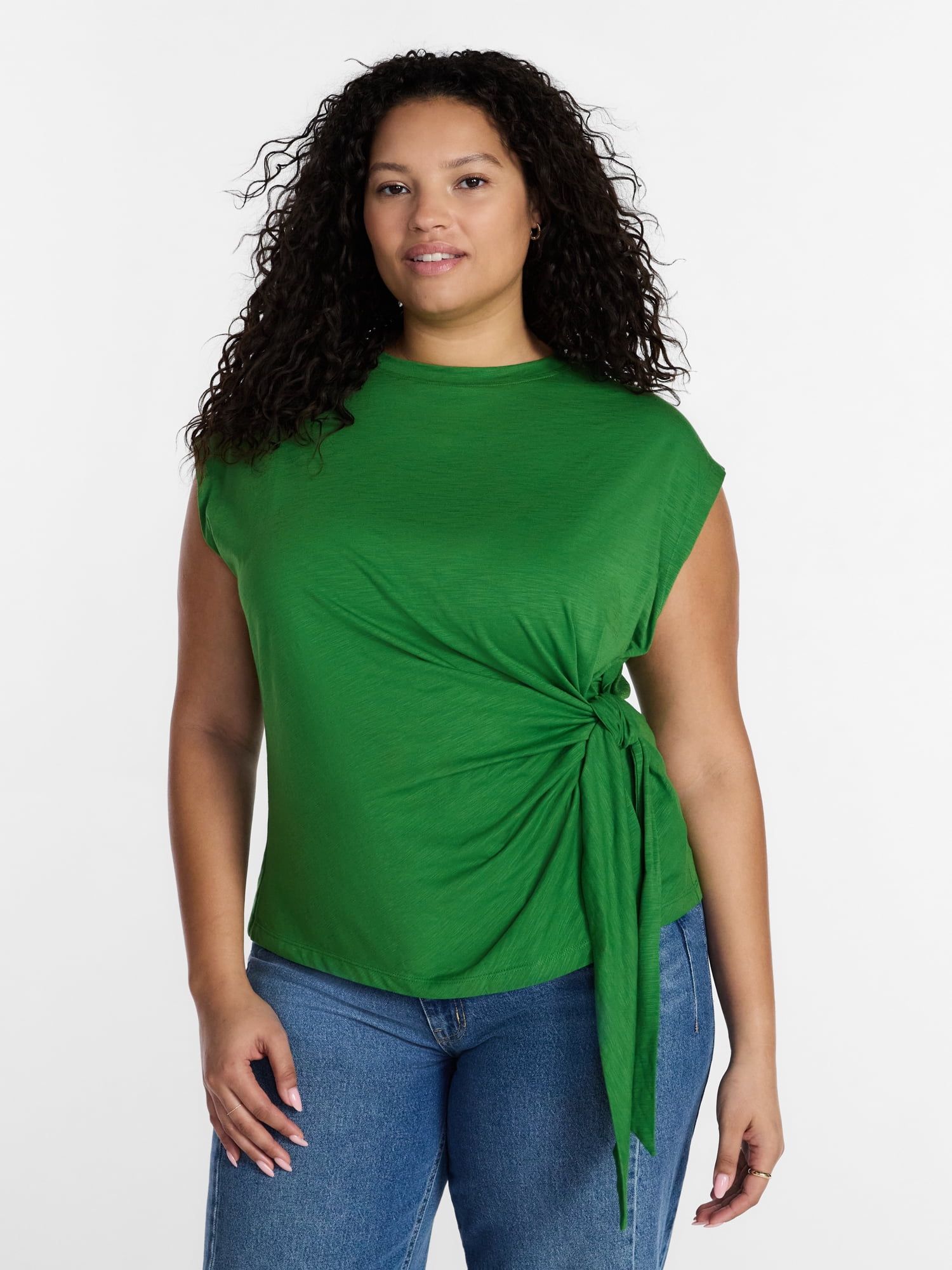 Terra & Sky Women’s Plus Side Tie Dolman Tee, Size 0X-5X