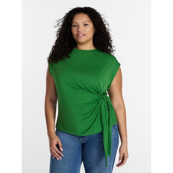 Terra & Sky Women’s Plus Side Tie Dolman Tee, Size 0X-5X