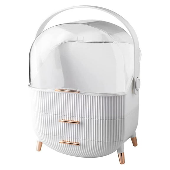 SIDIANBAN Makeup Storage Organizer, Cosmetics Display Case with 2-Layer Storage Box for Bathroom, Countertop, White