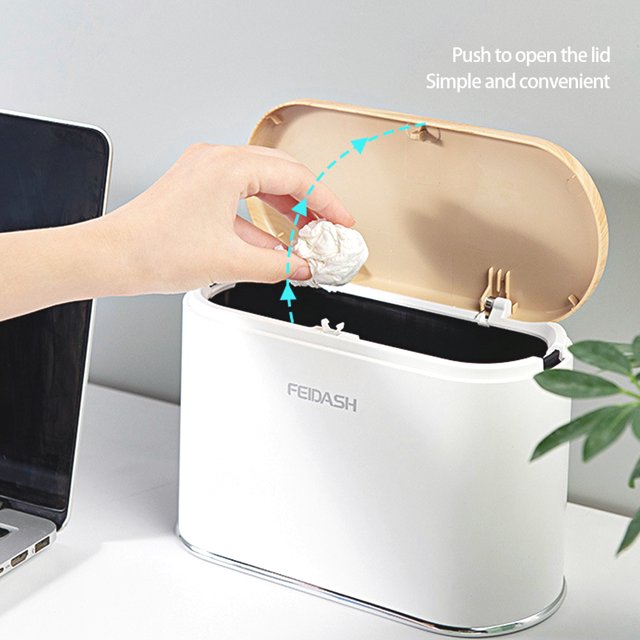 SIDIANBAN Mini Desktop Trash Can with Lid Tiny Plastic Garbage Can for