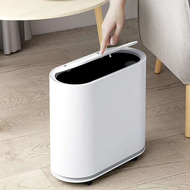 SIDIANBAN Slim Wastebasket with Lid, 2.6 gal Plastic Trash Can with