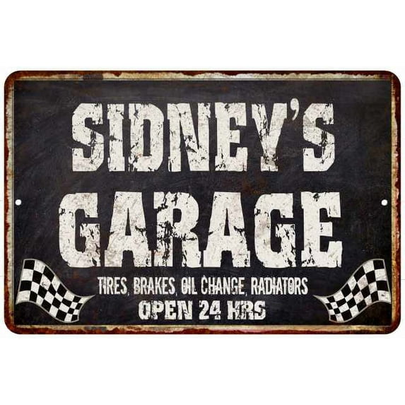 SIDNEY'S Garage Black Grunge Gift Sign 12x18 Decor Gift 112180005347