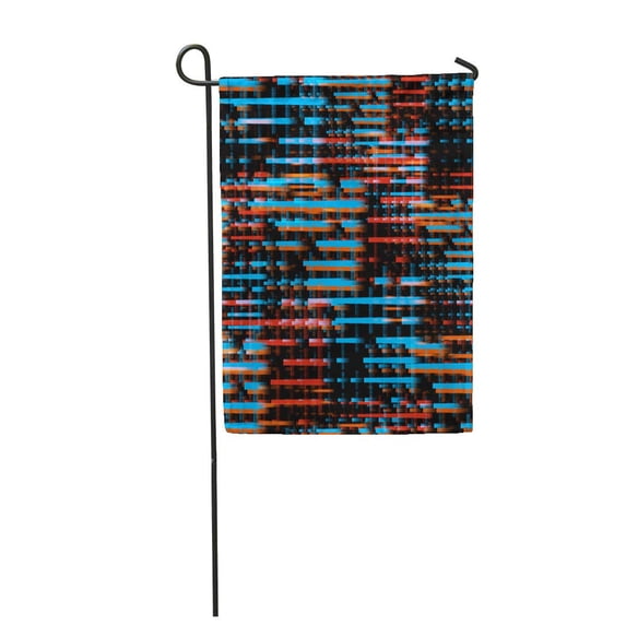 SIDONKU 1980 Glitch Cyberpunk Digital Gradient and Abstract Big Data Chrome Garden Flag Decorative Flag House Banner 12x18 inch