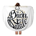thumbnail image 1 of SIDONKU 60 inch Round Beach Towel Blanket Christmas Ball BUON Natale Italian Lettering Spruce Tree Branches Travel Circle Circular Towels Mat Tapestry Beach Throw, 1 of 2