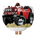 thumbnail image 1 of SIDONKU 60 inch Round Beach Towel Blanket Jeep Cartoon 4X4 Vehicle One Click Repaint Car Off Travel Circle Circular Towels Mat Tapestry Beach Throw, 1 of 2