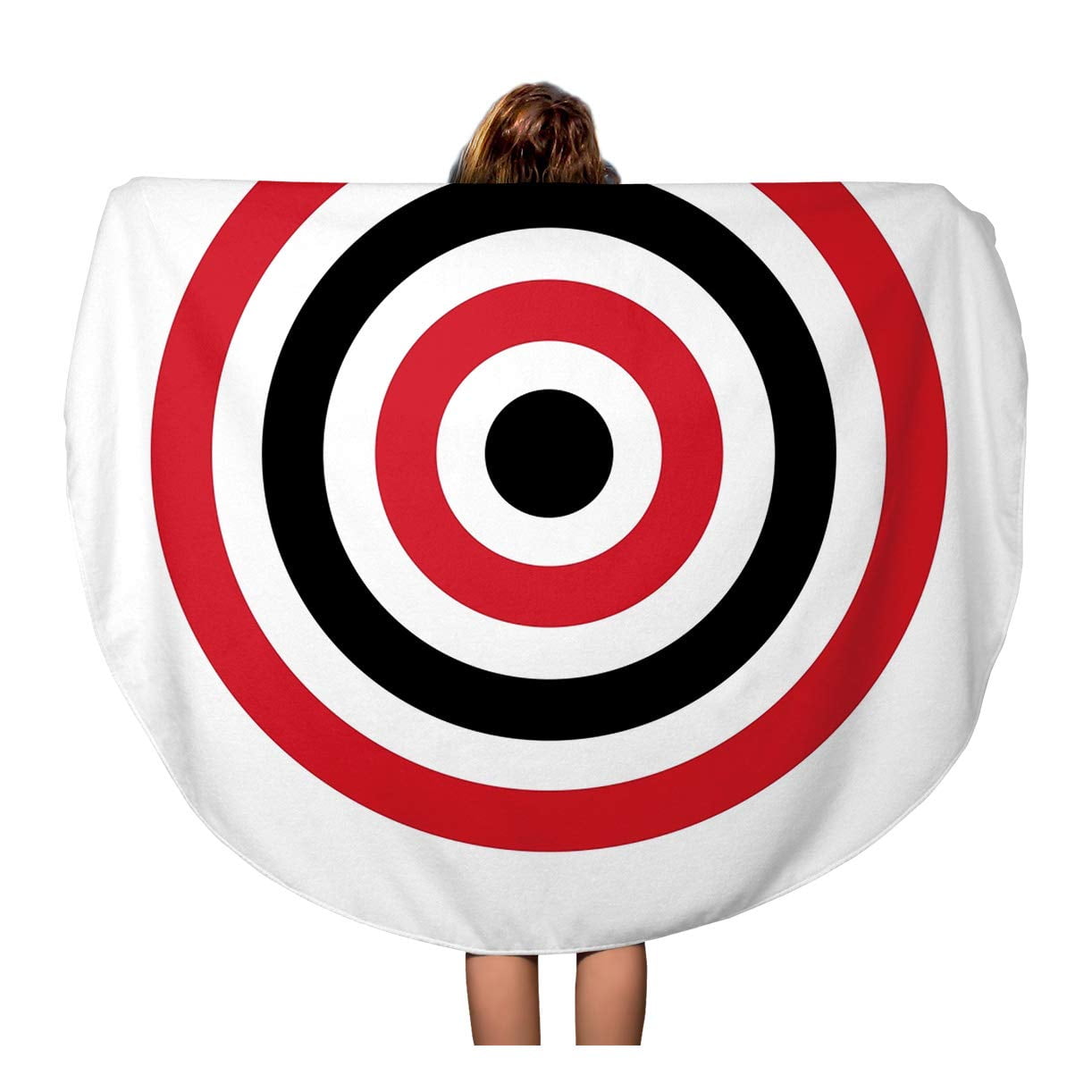 SIDONKU 60 inch Round Beach Towel Blanket Red Aim Circle of Target Archery Shoot Yellow Bullseye Travel Circle Circular Towels Mat Tapestry Beach Throw Walmart