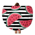 thumbnail image 1 of SIDONKU 60 inch Round Beach Towel Blanket Watermelon Slices on Black and White Watercolor Stripes Travel Circle Circular Towels Mat Tapestry Beach Throw, 1 of 2