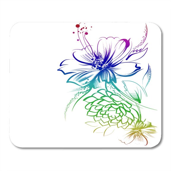 SIDONKU Abstract Flowers Drawn in Ink on White Children's Drawing Pencil Graphics Technology Roses and Daisies Mousepad Mouse Pad Mouse Mat 9x10 inch