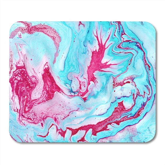 SIDONKU Abstract Painting Modern Marble Effect Mixed Turquoise and Pink Paints Mousepad Mouse Pad Mouse Mat 9x10 inch