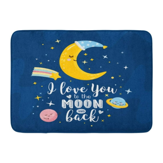 SIDONKU Baby I Love You to The Moon and Back Magic Different of Space Stars Rainbow Planets Sleep Doormat Floor Rug Bath Mat 23.6x15.7 inch