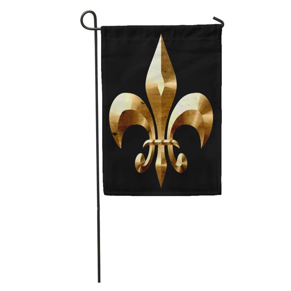 SIDONKU Black Fleur De Lis Symbol in Gold and France French Garden Flag Decorative Flag House Banner 12x18 inch