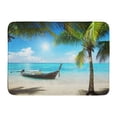 thumbnail image 1 of SIDONKU Blue Beach Sea Coconut Palms and Boat Green Caribbean Tropical Atlantic Doormat Floor Rug Bath Mat 23.6x15.7 inch, 1 of 1