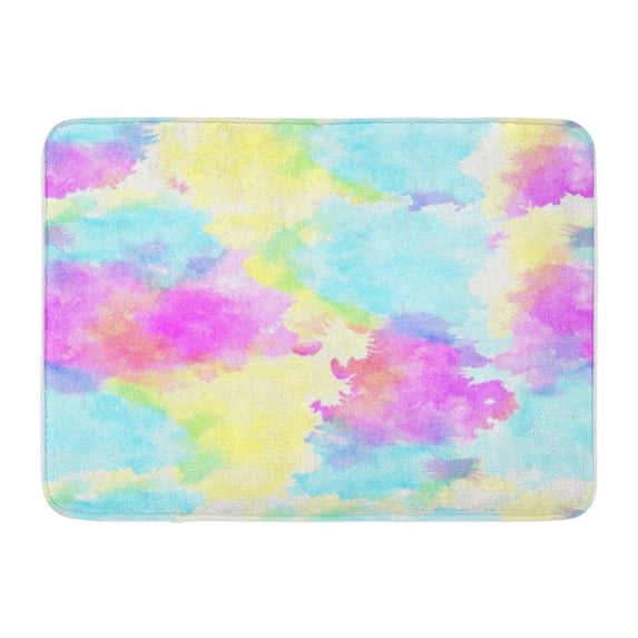 SIDONKU Blue Spread Pattern Colorful Watercolor Pink Abstract Artistic Blob Doormat Floor Rug Bath Mat 30x18 inch