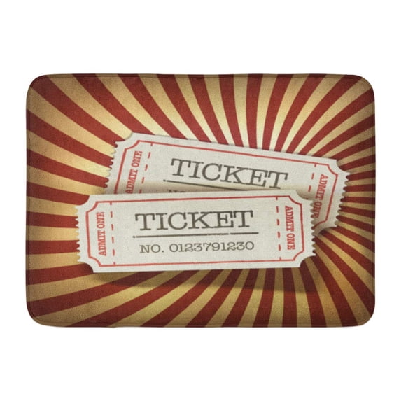 SIDONKU Brown Theater Cinema Tickets on Retro Rays Entertainment Concert Tag Doormat Floor Rug Bath Mat 23.6x15.7 inch